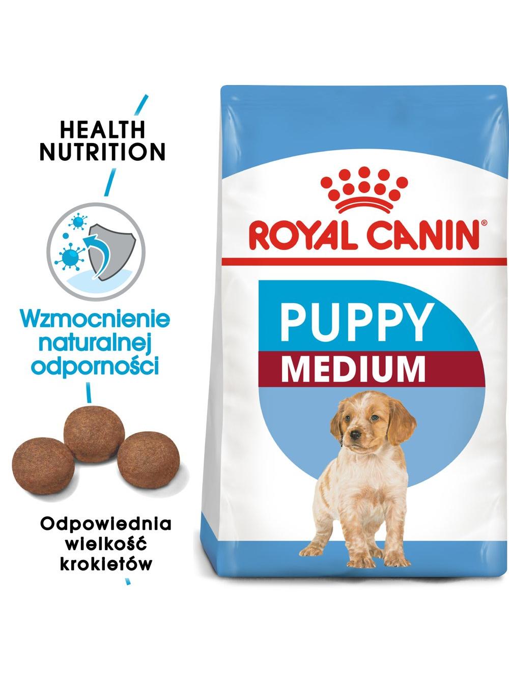 ROYAL CANIN Medium Puppy 15kg karma sucha dla szczeniąt, od 2 do 12 miesiąca, ras średnich + niespodzianka dla psa GRATIS!