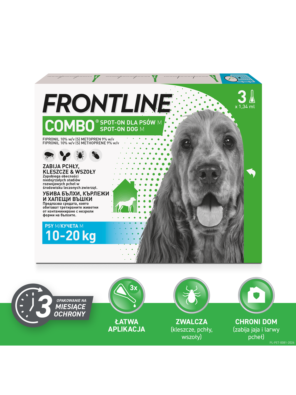 FRONTLINE Combo Spot -On Pies M 10-20kg (pipeta 3x 1,34ml)