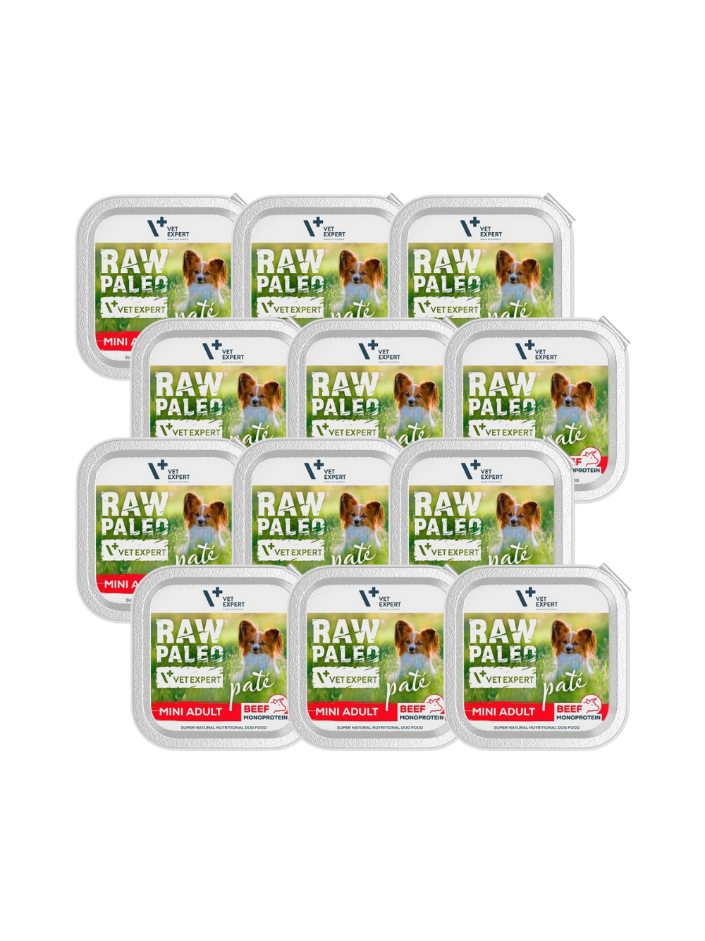Vetexpert Raw Paleo Pate Mini Adult Beef 12x150g - wołowina tacka
