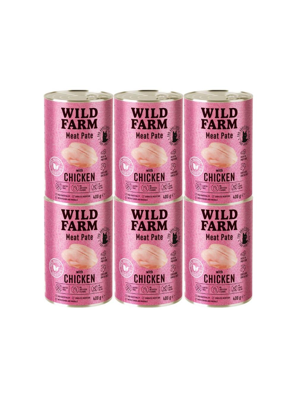 WILD FARM Pate with Chicken 6x400g - bezglutenowa karma dla kota