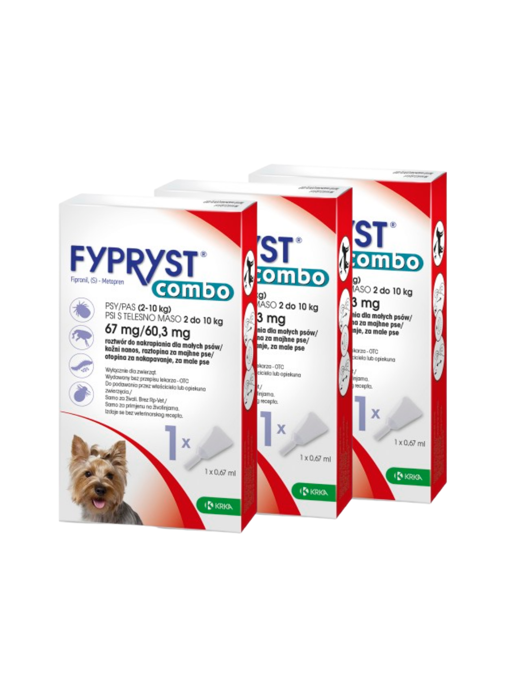 KRKA Fypryst Combo krople na pchły i kleszcze dla psa 2-10 kg 67 mg/0,67ml 3 szt.