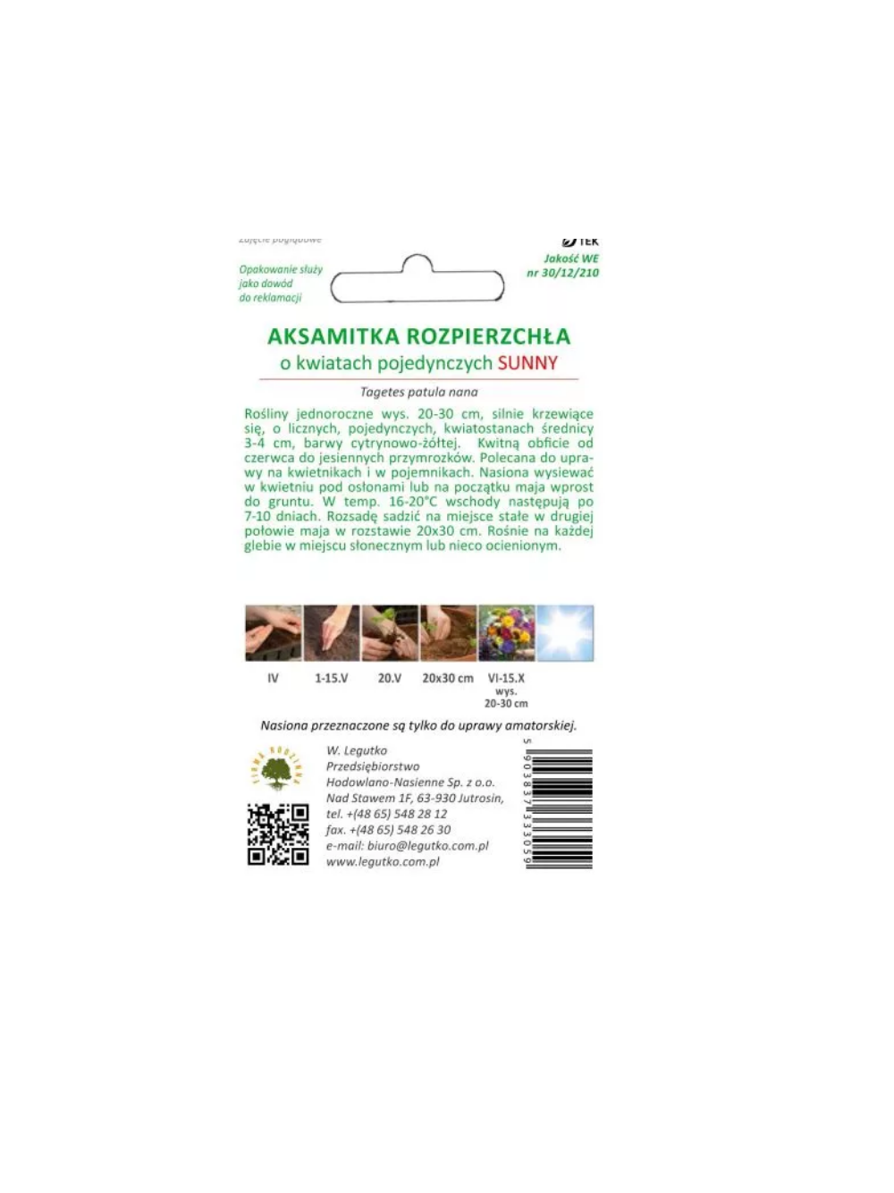 Aksamitka rozpierzchła Sunny żółta 1g