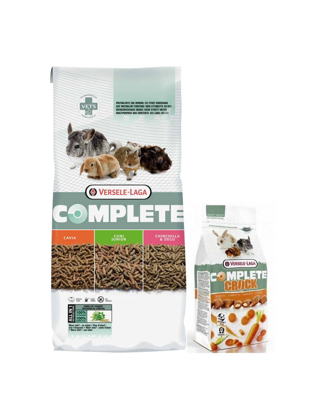 VERSELE-LAGA Cavia Complete - Świnki Morskie 8kg + VERSELE LAGA Crock Complete Carrot - przysmak z marchewką dla królików i gryzoni 50g Gratis