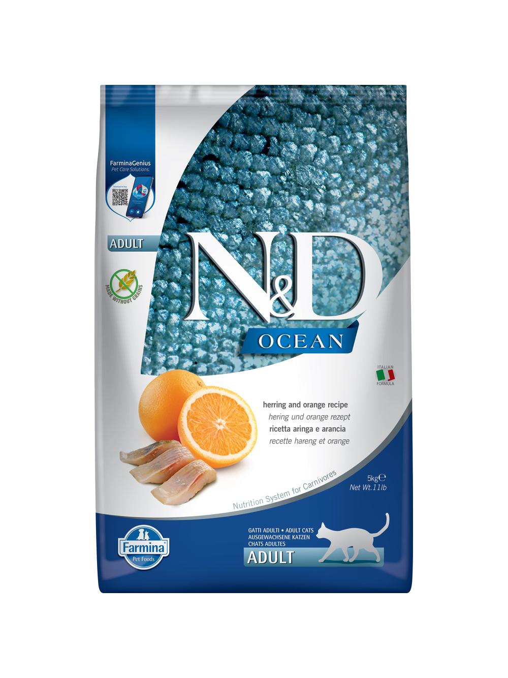 Farmina N&D Ocean feline HERRING & ORANGE ADULT 5kg