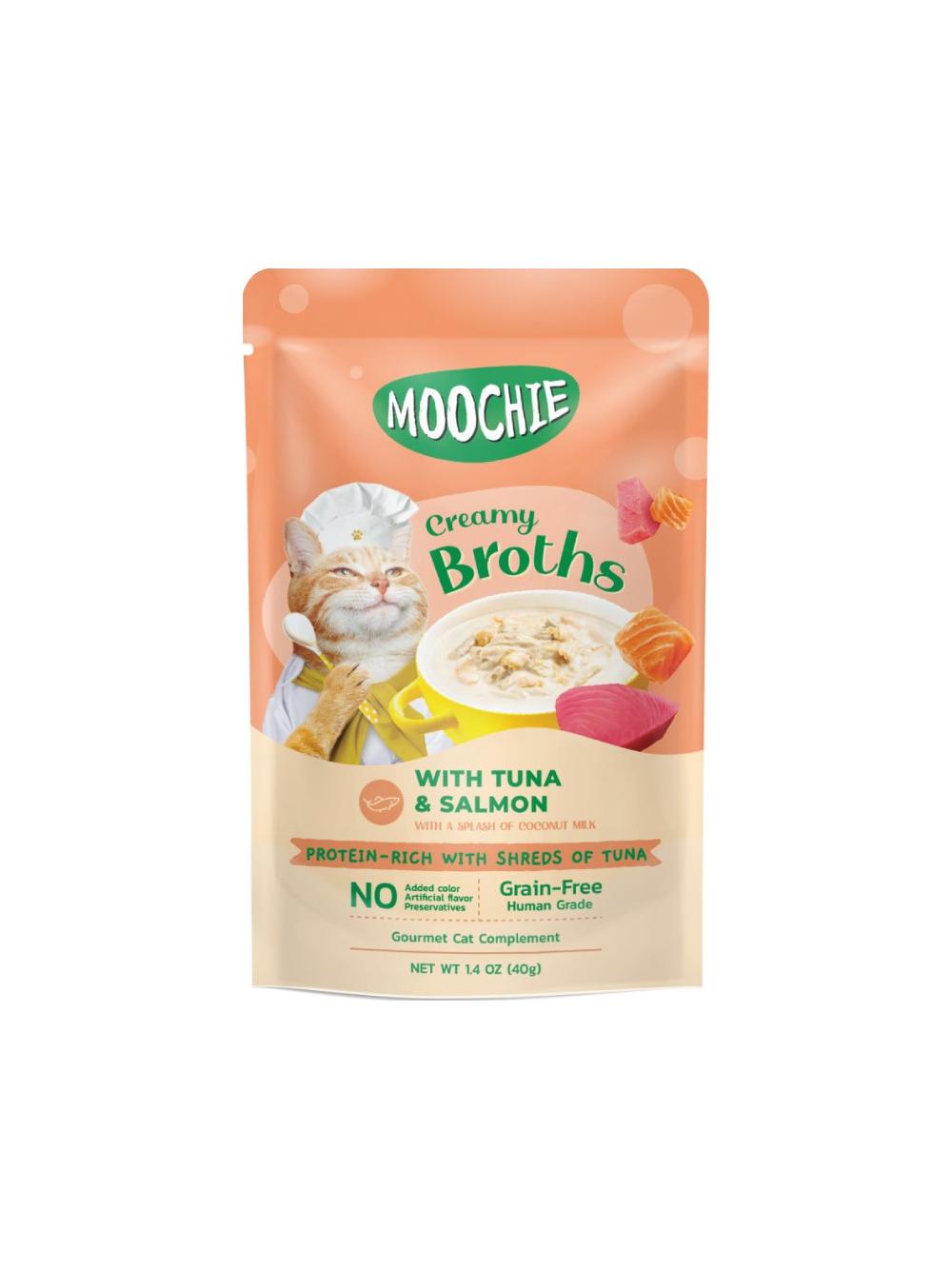 MOOCHIE Creamy Broths With Tuna & Salmon Grain-Free 40g Kremowy bulion z tuńczykiem i łososiem