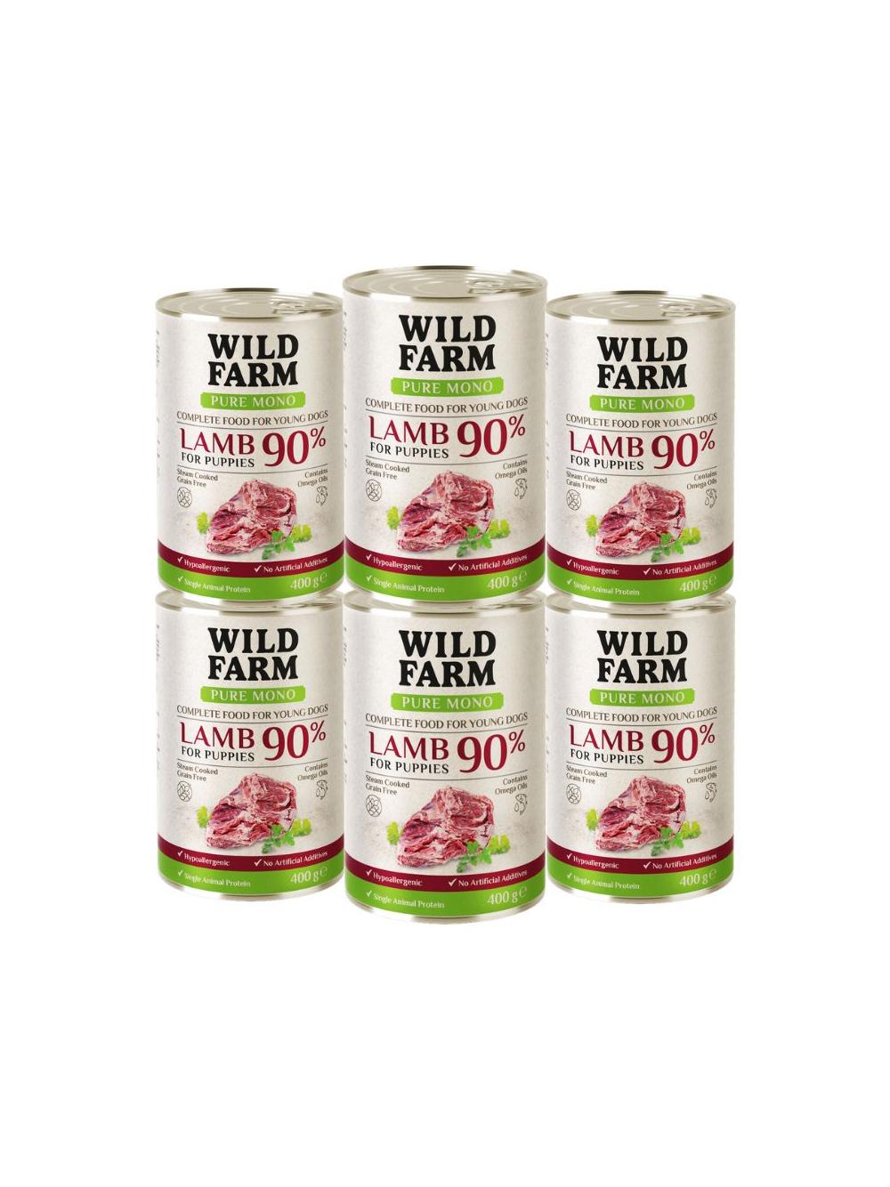 WILD FARM PURE MONO Lamb Puppy 6x400g monoproteinowa karma dla psa