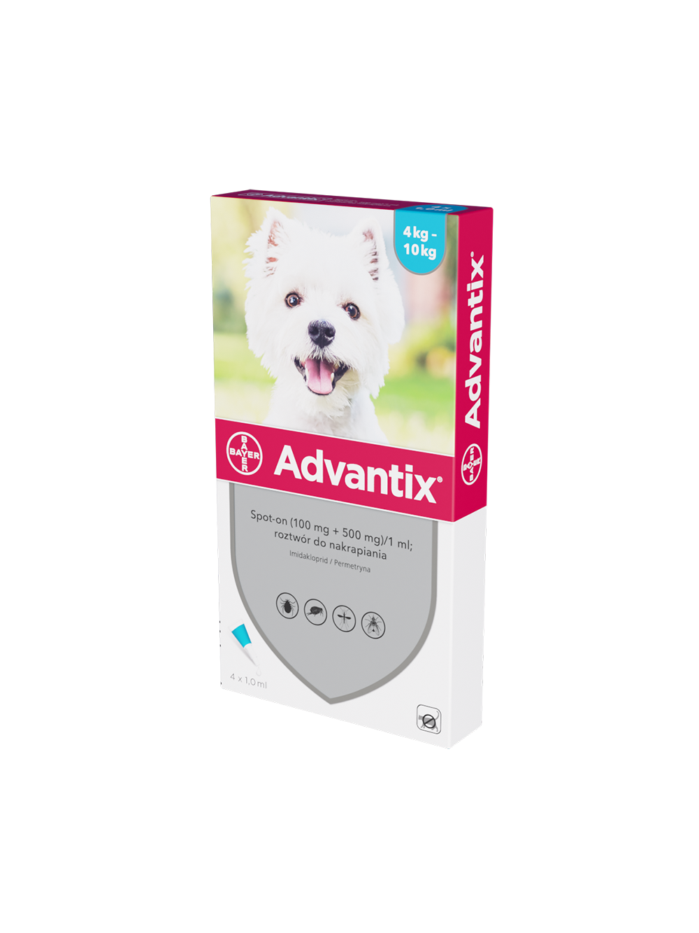 Advantix - dla psów 4-10kg (4 pipety x 1ml)
