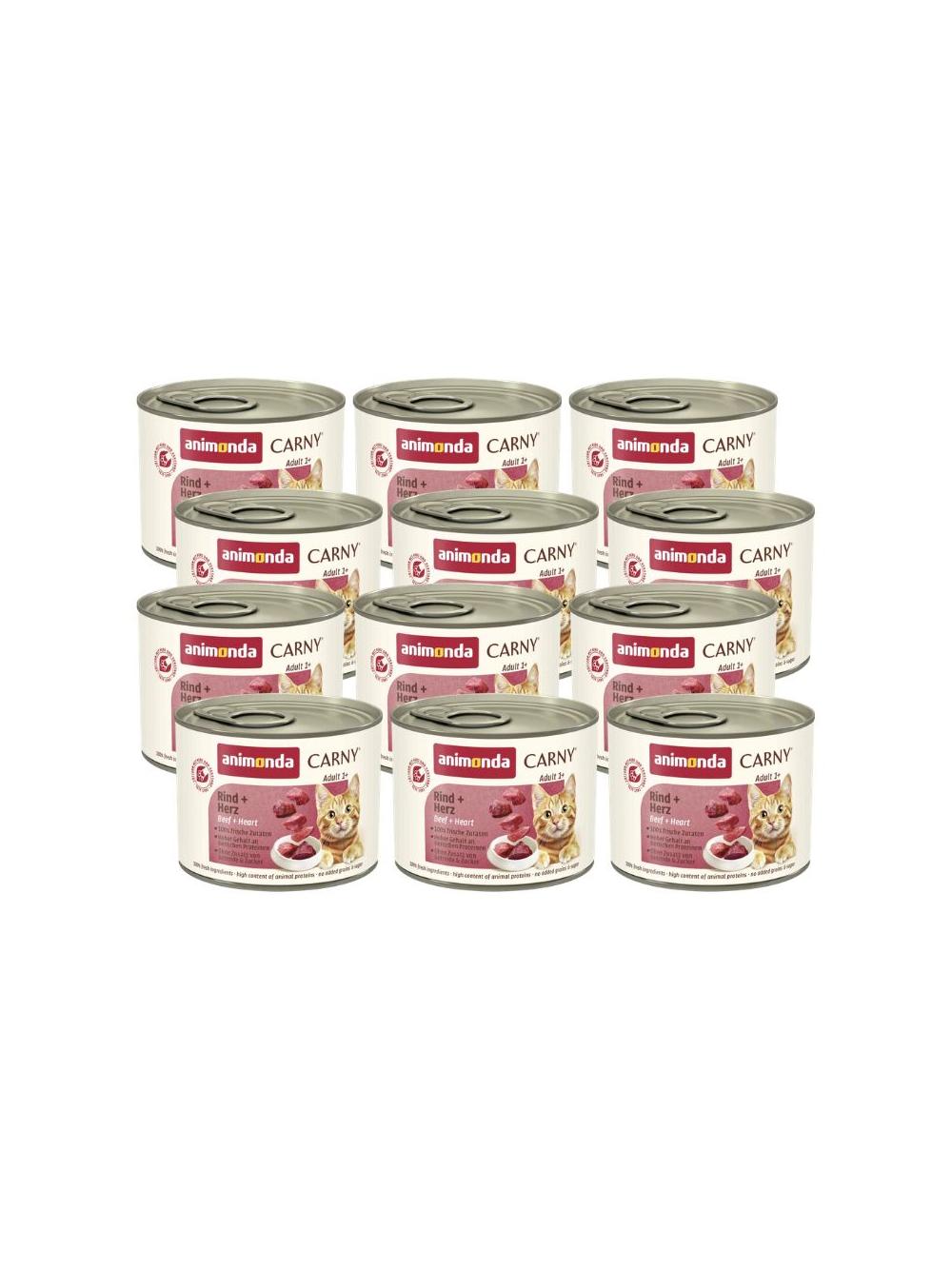 ANIMONDA Cat Carny Adult smak: wołowina i serca 12 x 200g