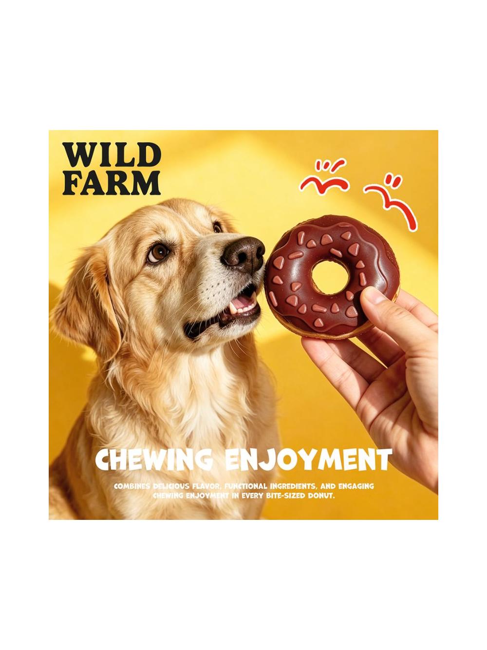WILD FARM donut kolagenowy z kaczką i truskawkami 7cm 10x50g przysmak dla psa