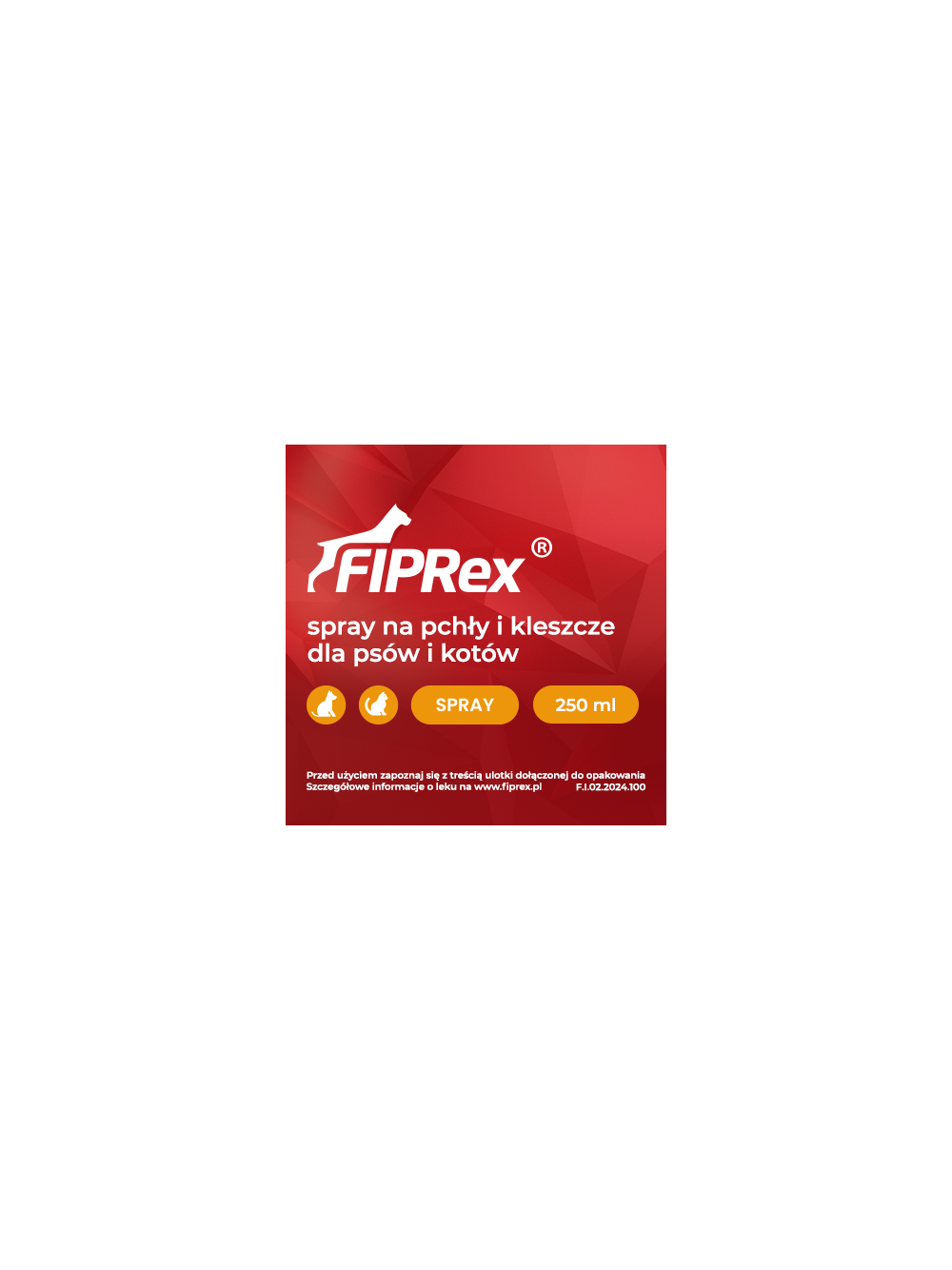 Fiprex Spray, 0,5 g/250 ml, roztwór na skórę dla psów i kotów