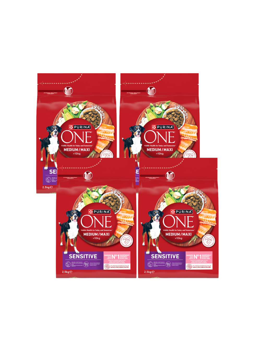 PURINA ONE Sensitive Medium/Maxi Karma dla dorosłych psów bogata w łososia z ryżem 4x2,5 kg