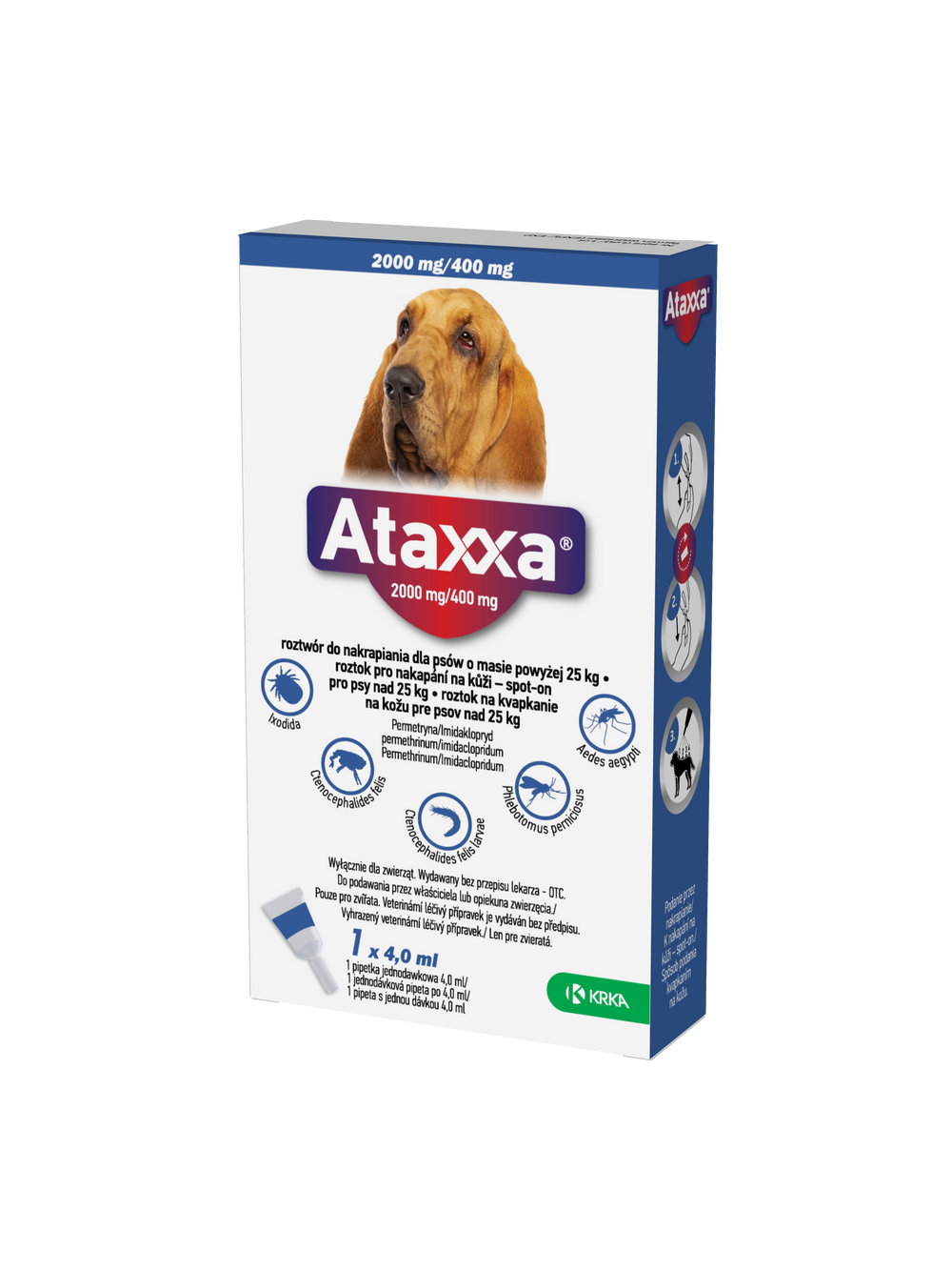 KRKA Ataxxa 2000 mg/400 mg roztwór do nakrapiania dla psów o masie powyżej 25 kg