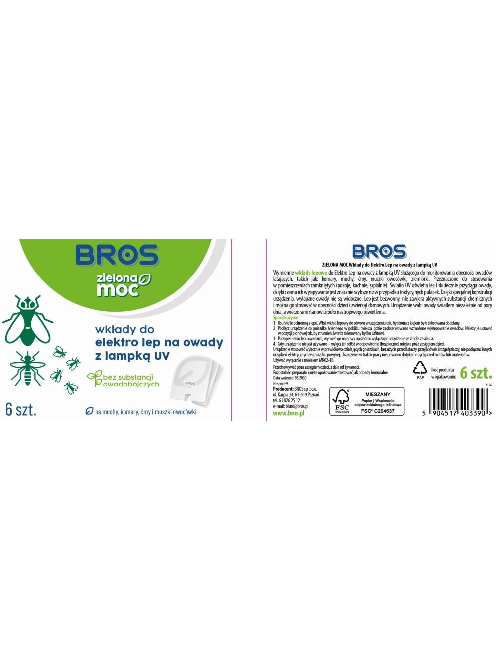 BROS – Zielona Moc wkłady do Elektro Lep na owady z lampką UV