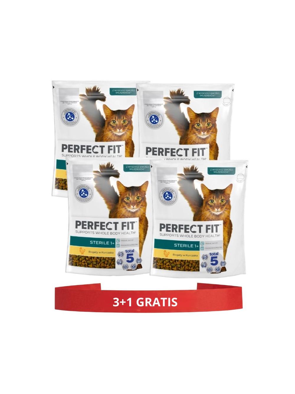 PERFECT FIT (Sterile 1+) 4x750g Bogaty w Kurczaka - sucha karma dla kota po sterylizacji