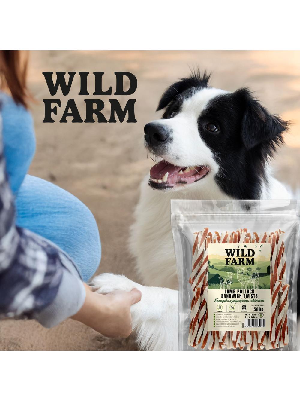 WILD FARM Kanapka z jagnięciną i dorszem 500g przysmak dla psa