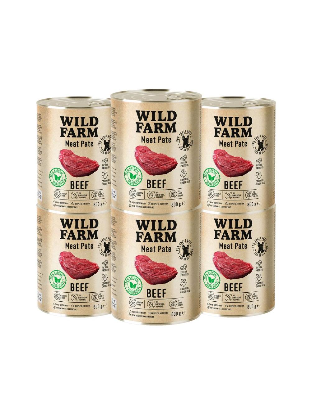 WILD FARM Pate Beef 6x800g bezglutenowa karma dla psa