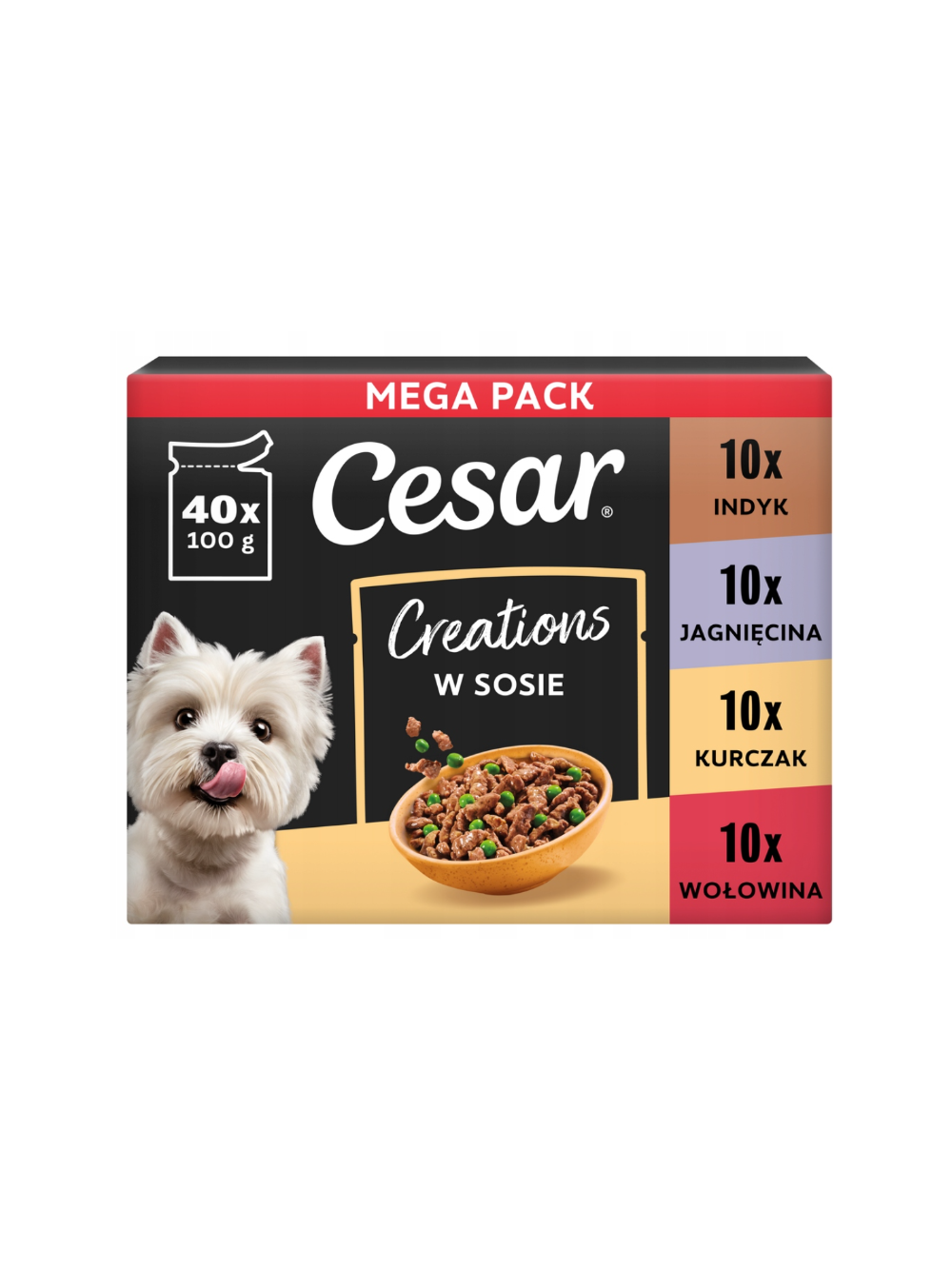 Cesar Creations mokra karma dla psa mix smaków w sosie saszetki 40×100g