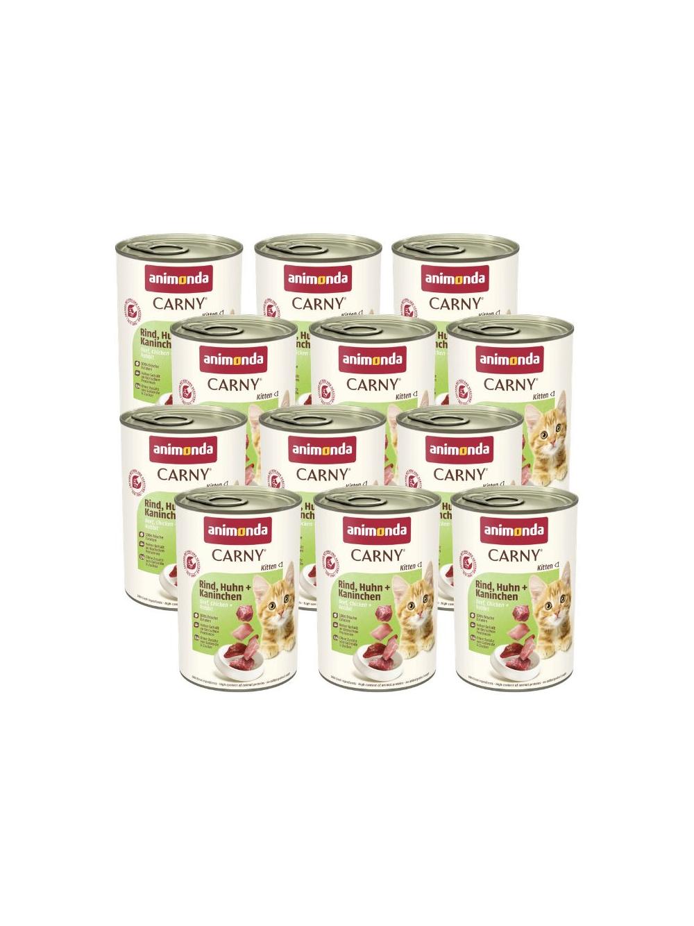 ANIMONDA Carny Kitten smak: wołowina, kurczak i królik 12x400g
