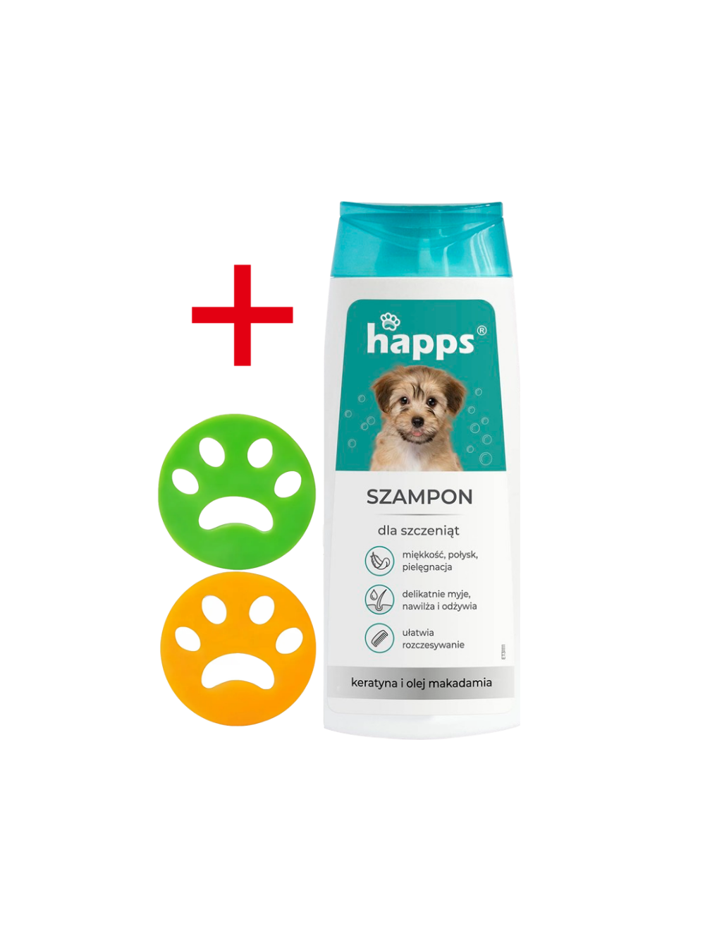 HAPPS - szampon pielęgnacyjny dla szczeniąt 200ml + 2x Czyścik do usuwania sierści - łapka GRATIS!!