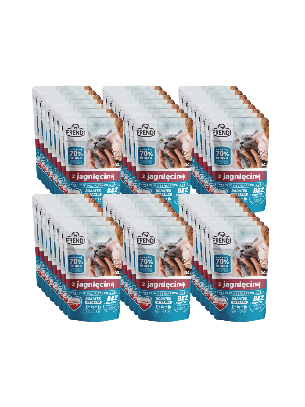 Frendi kawałki w delikatnym sosie z jagnięciną dla kota 48x100g
