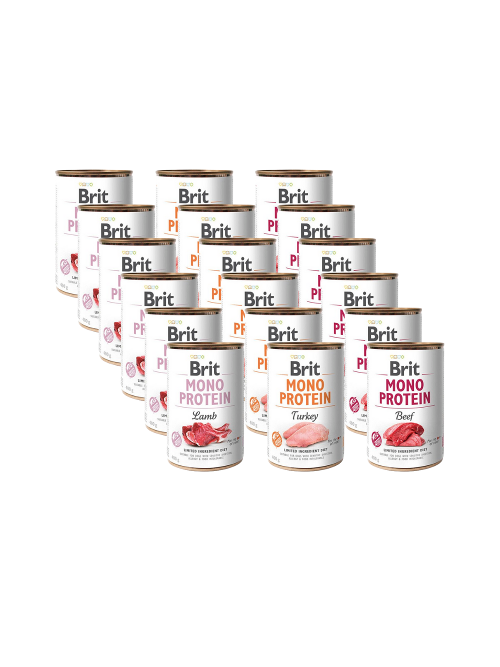 BRIT MONO PROTEIN Mix Smaków 18x400g