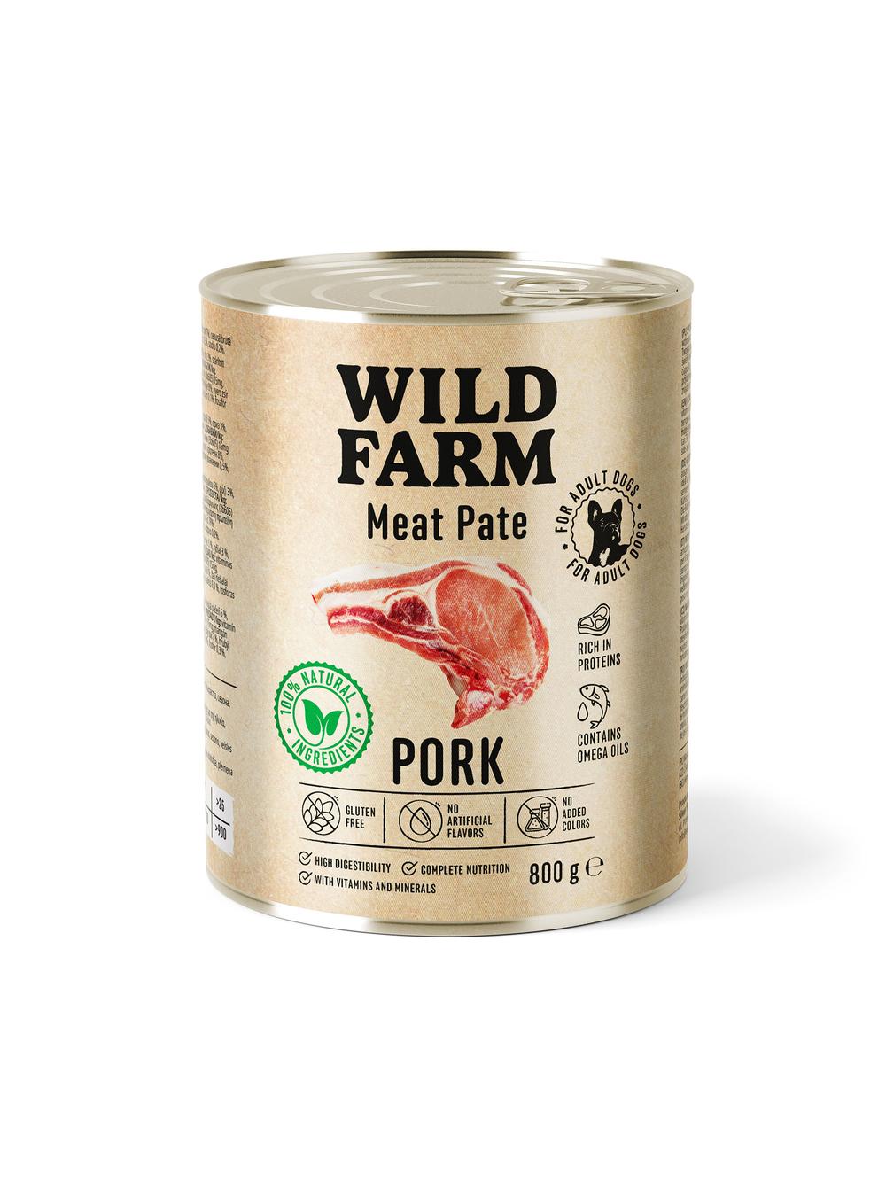 WILD FARM Pate Pork 800g bezglutenowa karma dla psa