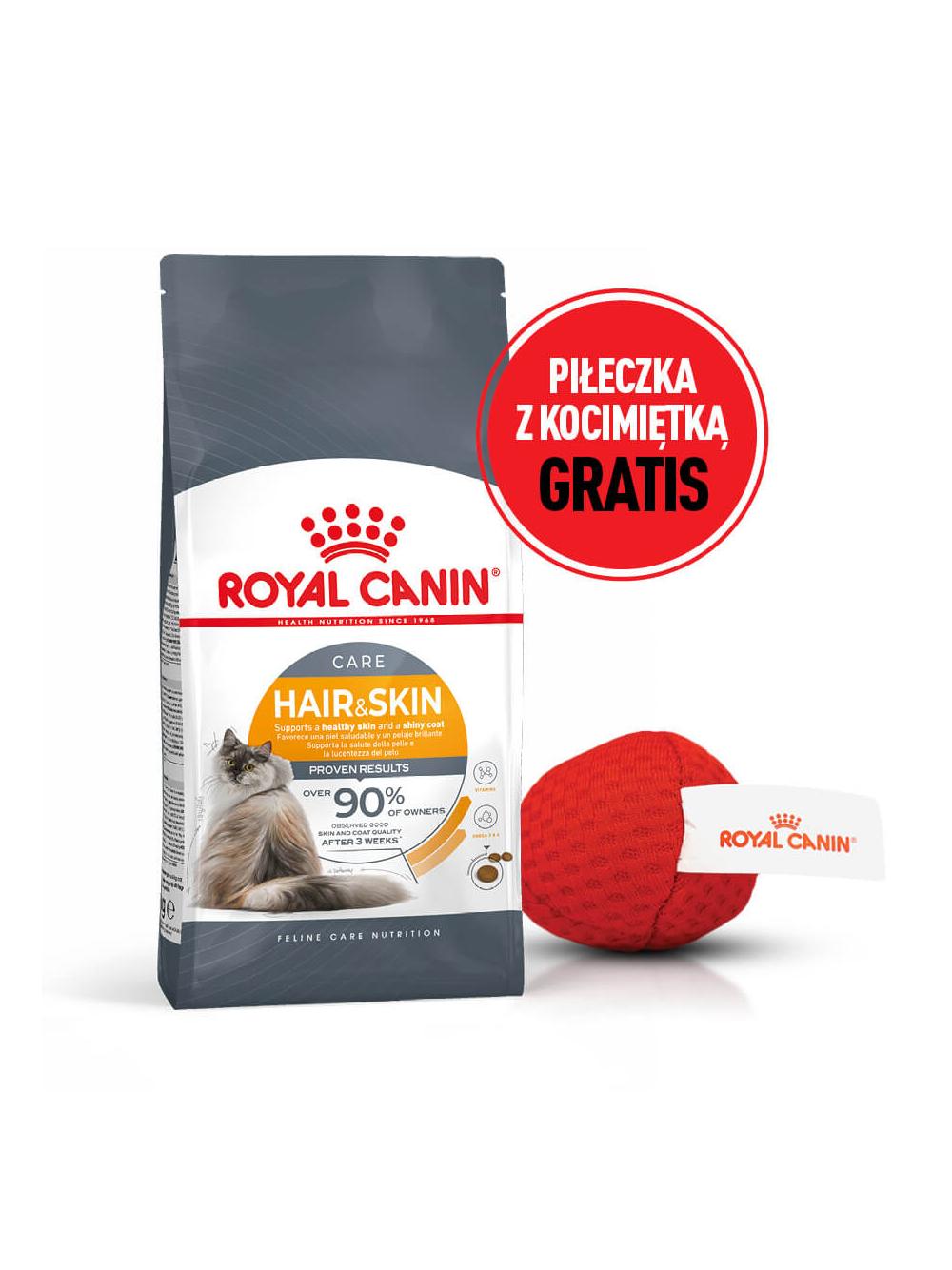 ROYAL CANIN Hair&Skin Care 10kg karma sucha dla kotów dorosłych, lśniąca sierść i zdrowa skóra + Piłka dla kota GRATIS!