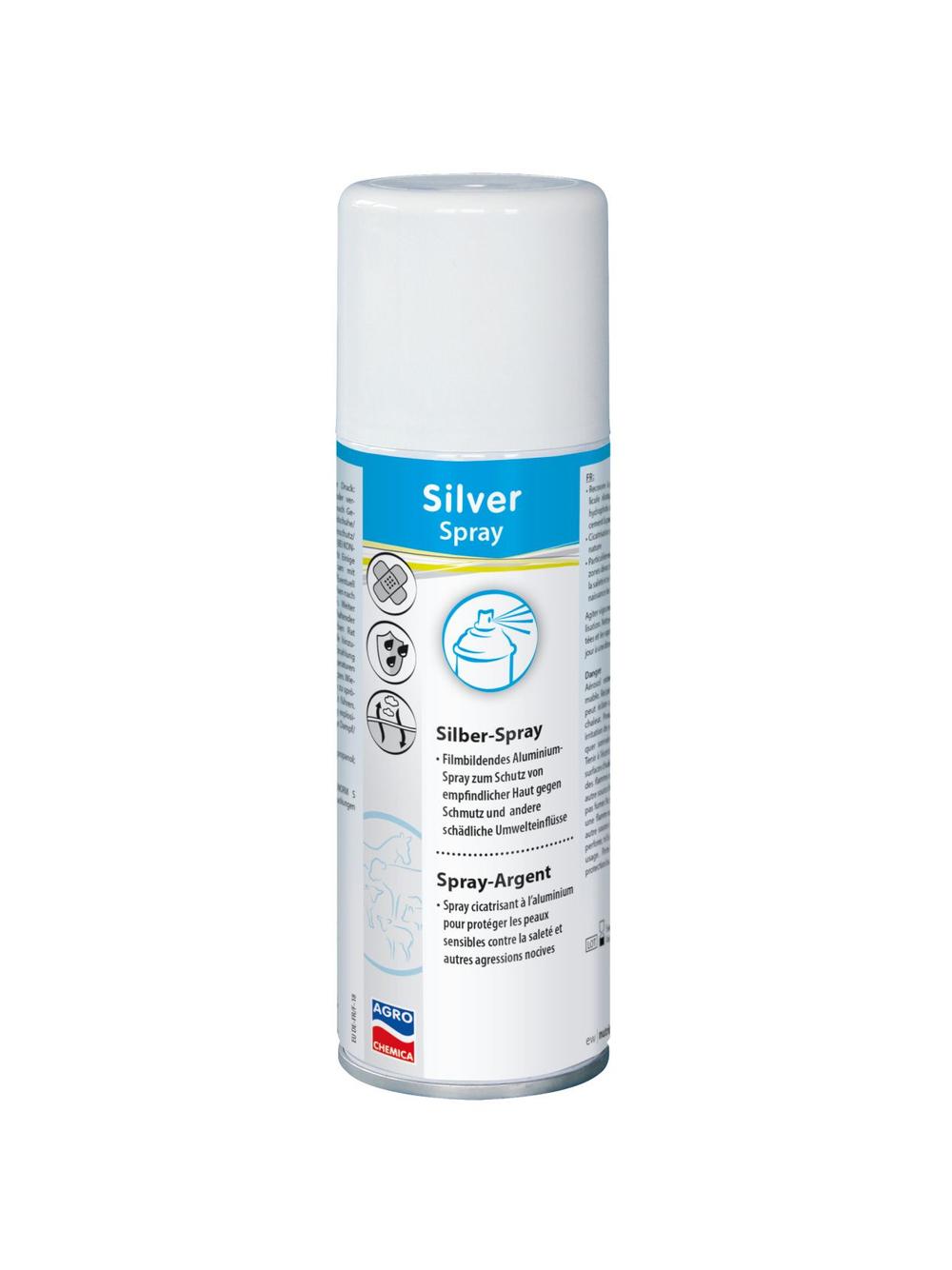 Kerbl Aluminiowy spray do ochrony skóry przed brudem i innymi czynnikami, Silver Spray, 200 ml
