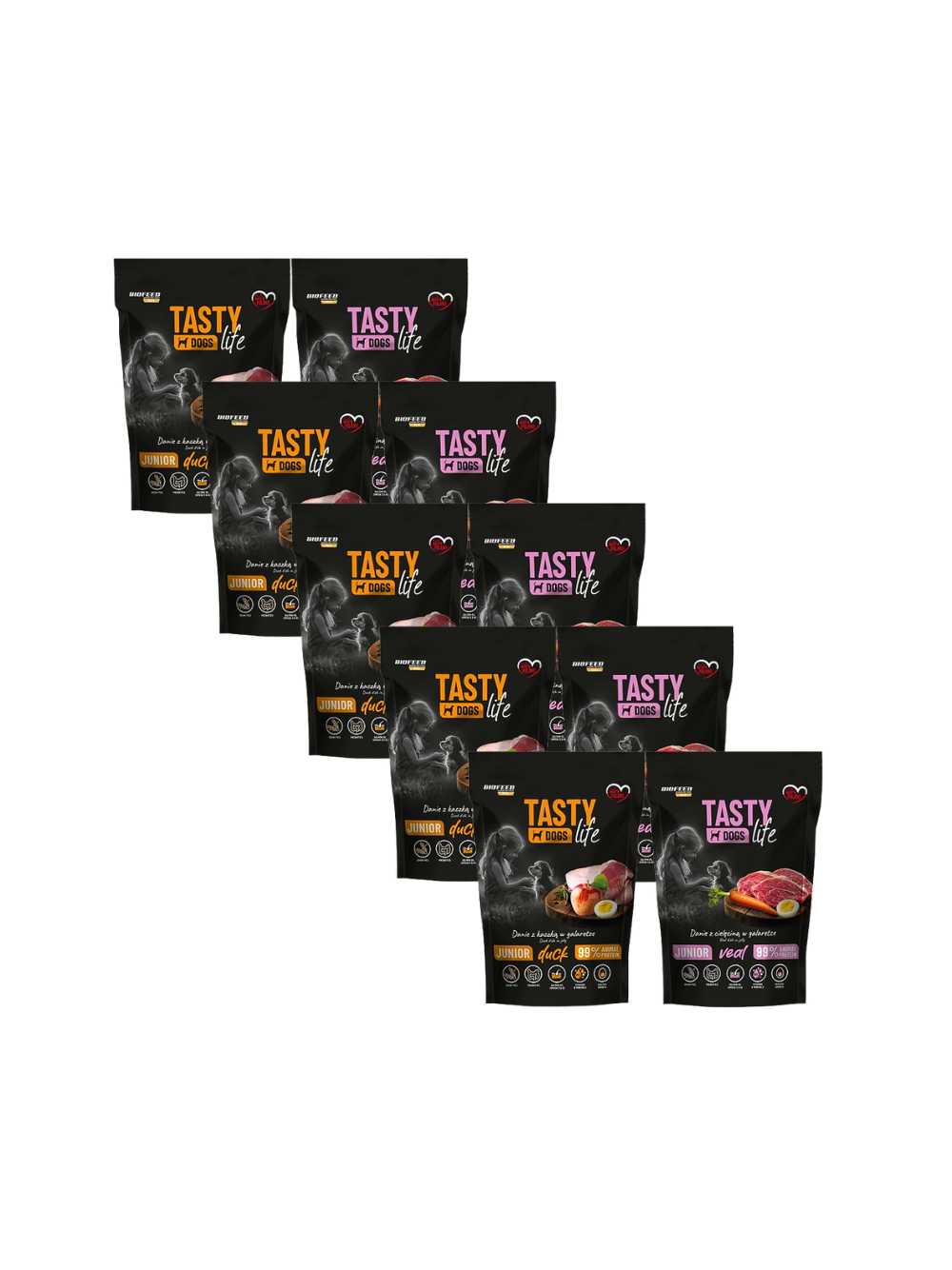 Tasty Dogs Life Junior Danie Mix Smaków w galaretce 10x500g