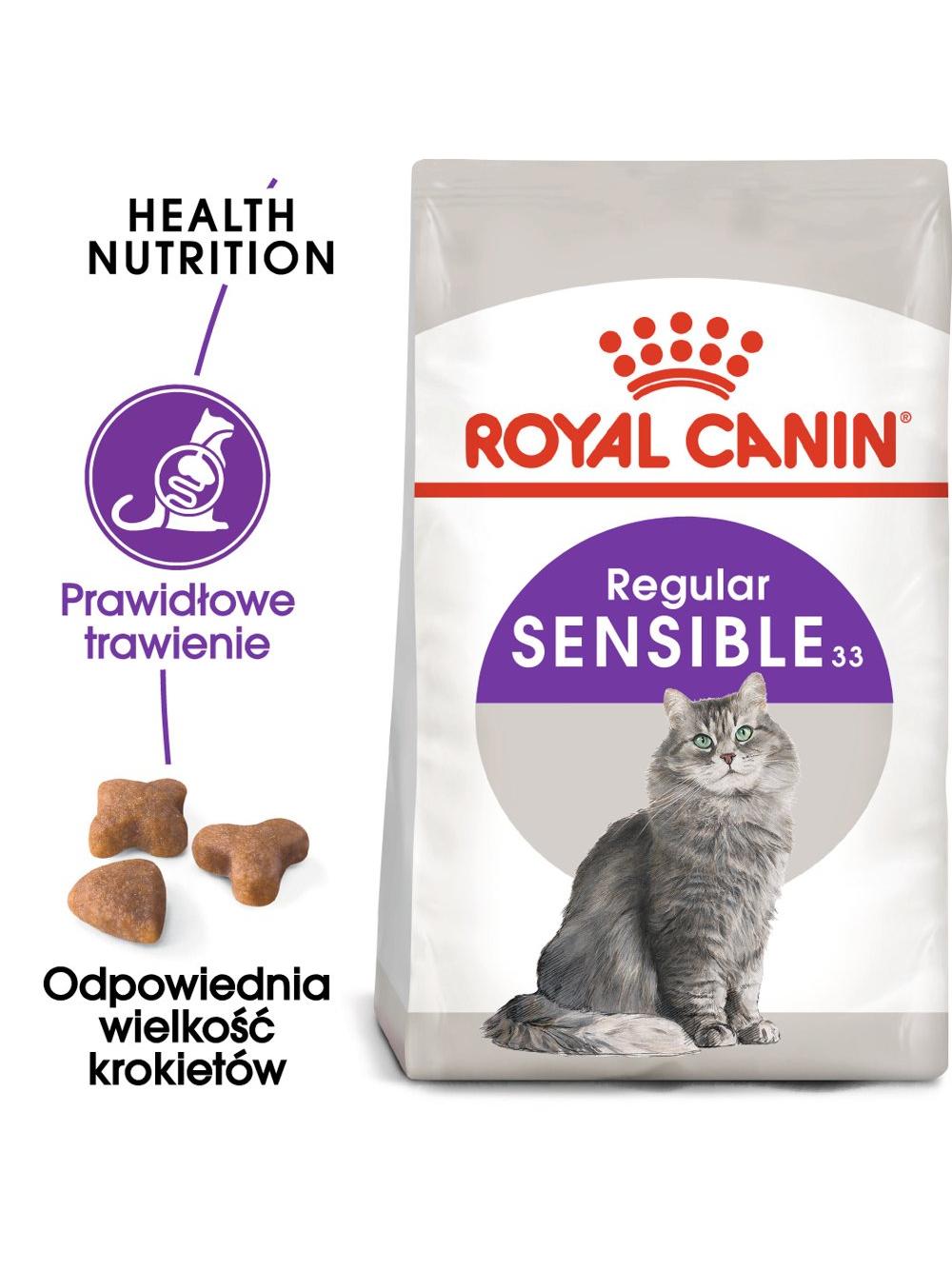 ROYAL CANIN  Sensible 33 10kg karma sucha dla kotów dorosłych, o wrażliwym przewodzie pokarmowym + niespodzianka dla kota GRATIS!