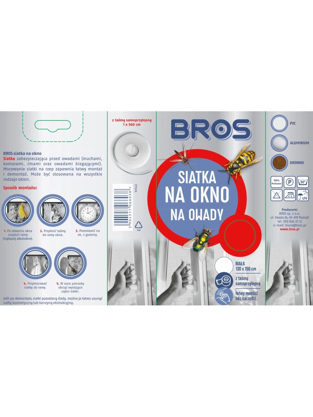 BROS - siatka na okno 130x150 biała