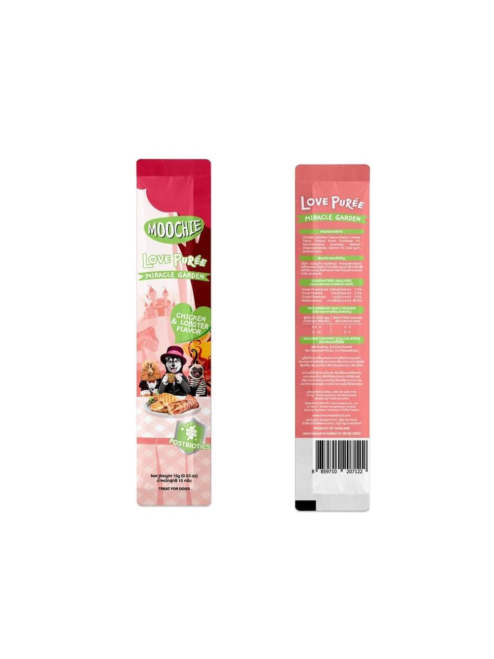 MOOCHIE Love Puree Creamy Chicken & Lobster 4x15g przysmak dla psa o smaku kurczaka i homara