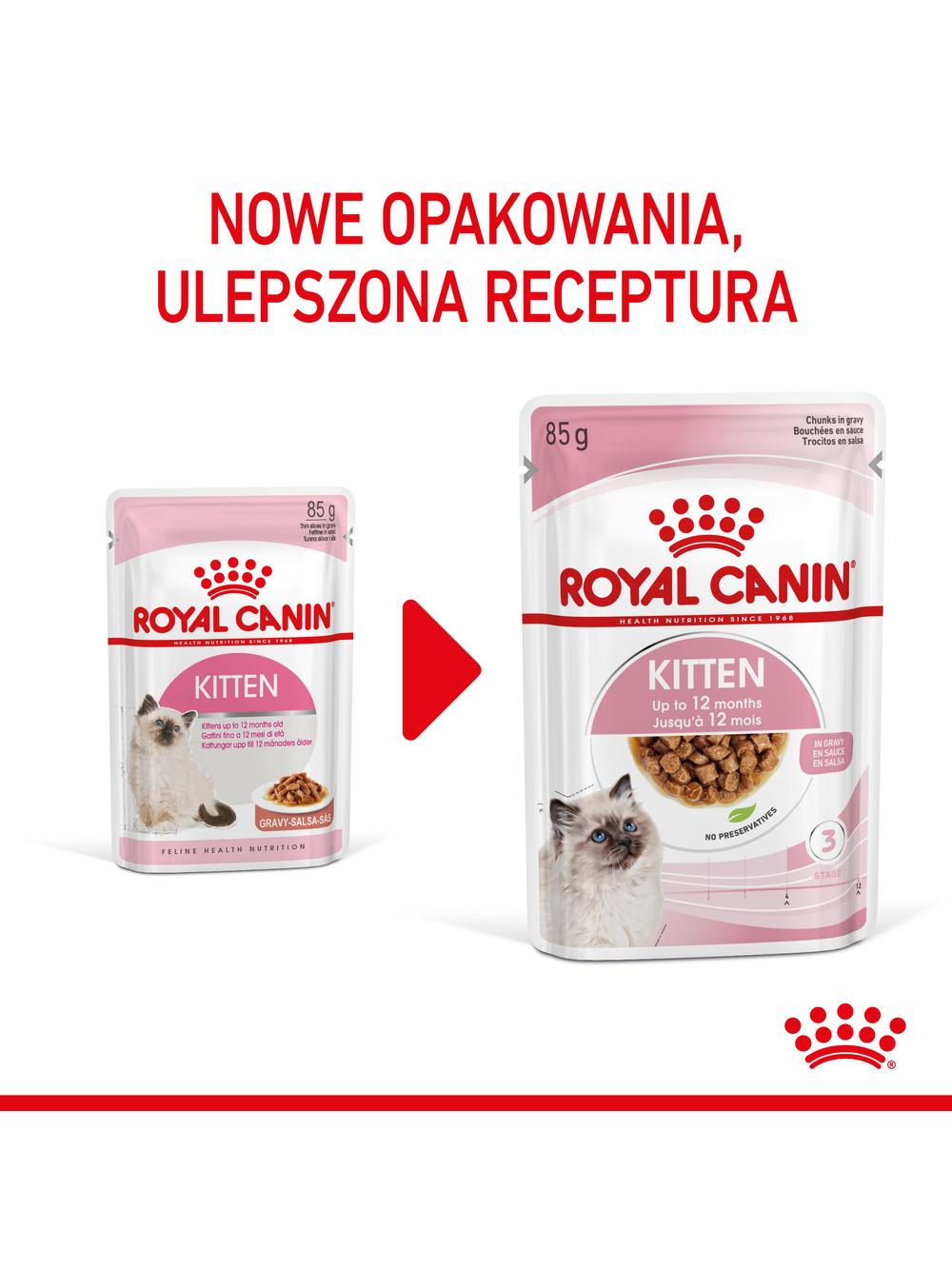 ROYAL CANIN Kitten Instinctive w sosie 12x85g karma mokra w sosie dla kociąt do 12 miesiąca życia +  NIESPODZIANKA DLA KOTA GRATIS!!