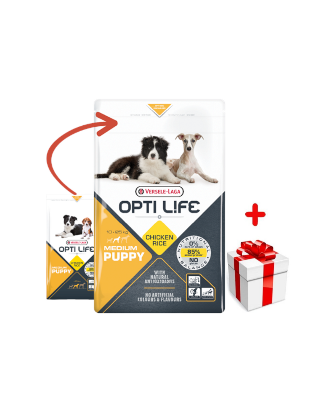 VERSELE-LAGA Opti Life Puppy Medium 12,5kg - z kurczakiem - dla szczeniąt średnich ras + niespodzianka dla psa GRATIS!