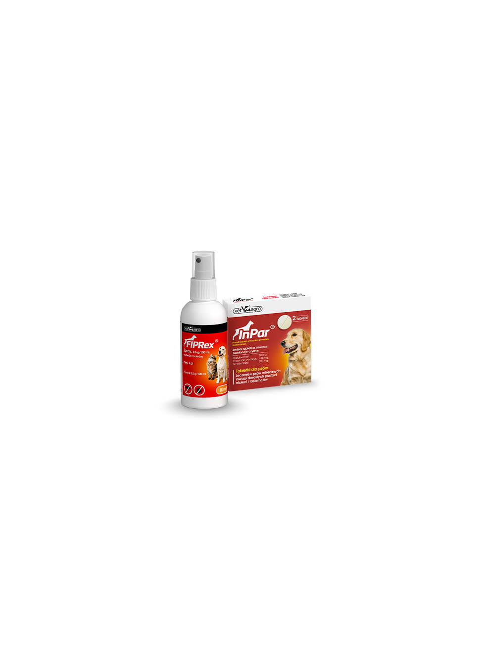 Fiprex spray 100ml + InPar- tabletki odrobaczające dla psa (2 tabl.)
