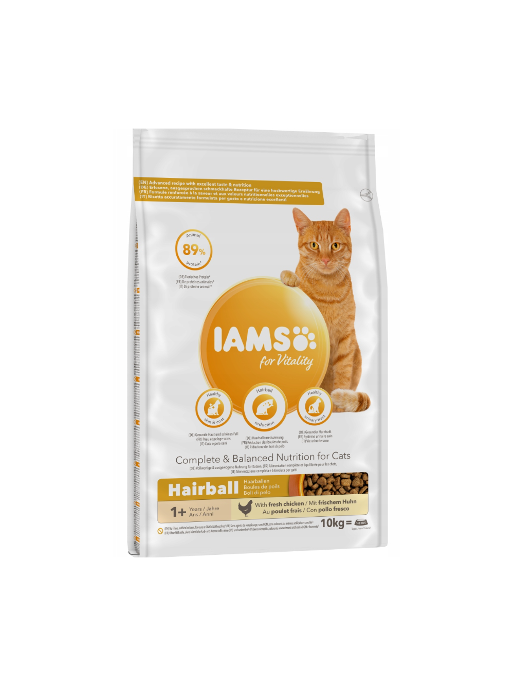 IAMS-Sucha karma for Vitality Hairball dla dorosłych i starszych kotów, z kurczakiem 10kg