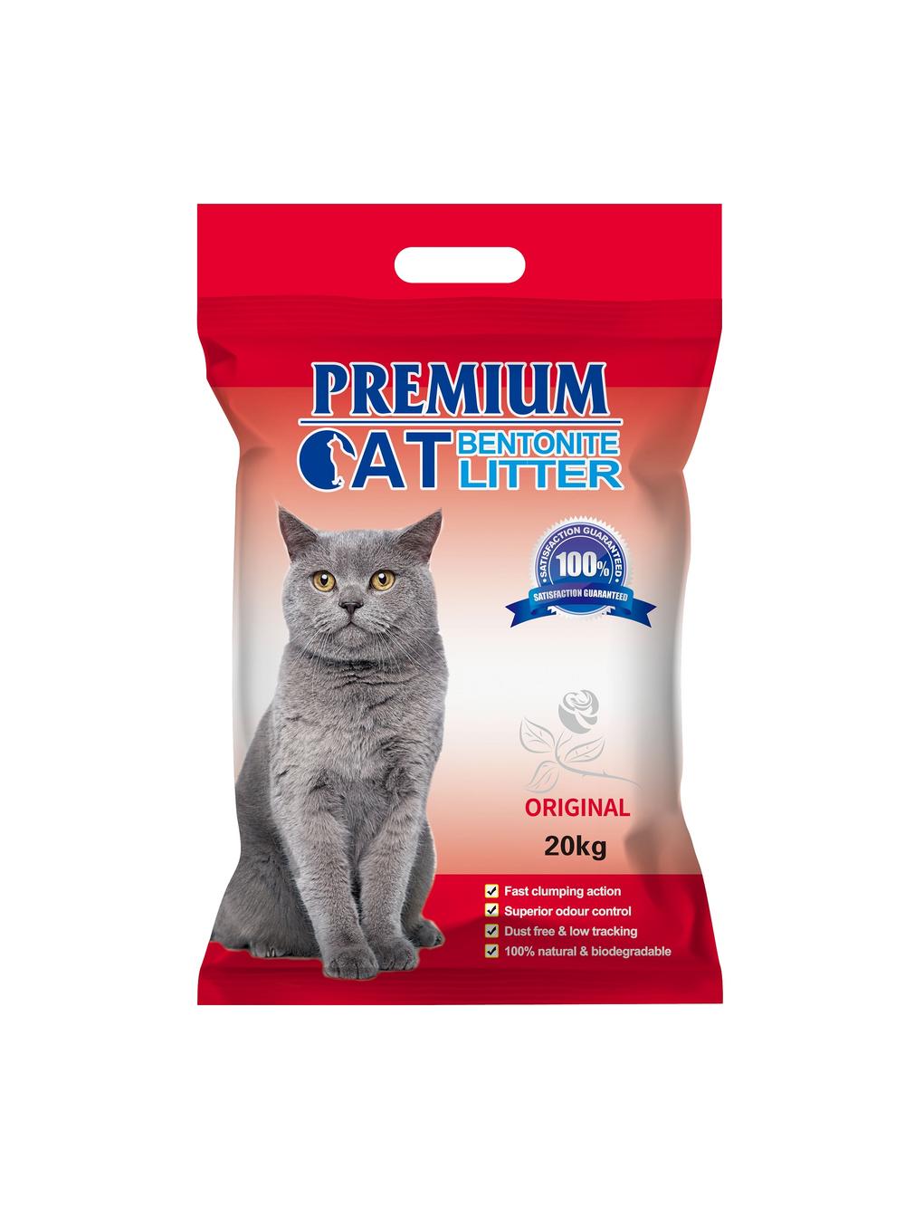 Premium Cat Żwirek Bentonitowy Zbrylający - Naturalny dla kota 20kg