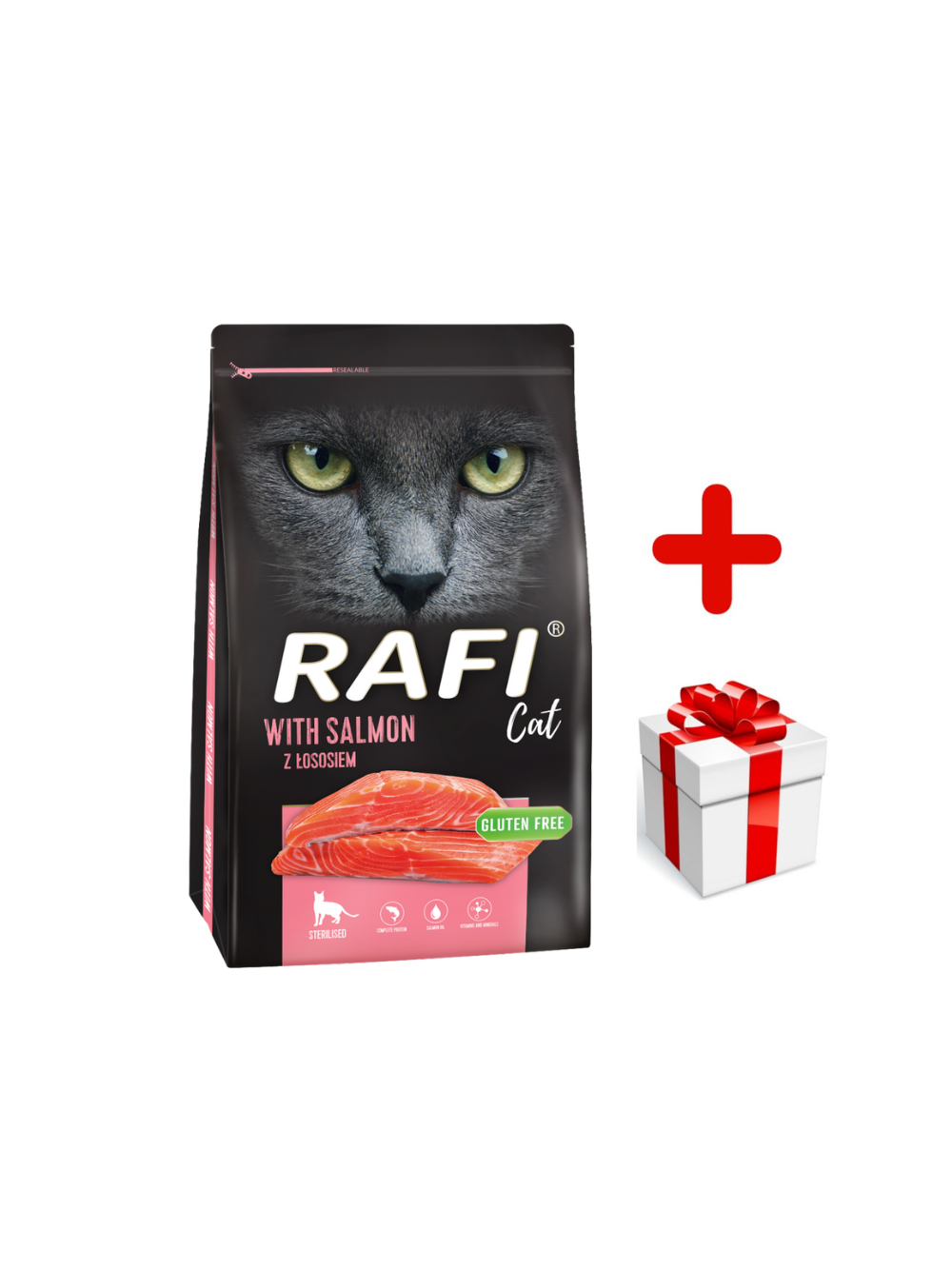 DOLINA NOTECI Rafi Cat karma sucha dla kotów sterylizowanych z łososiem 7kg + niespodzianka dla kota GRATIS!
