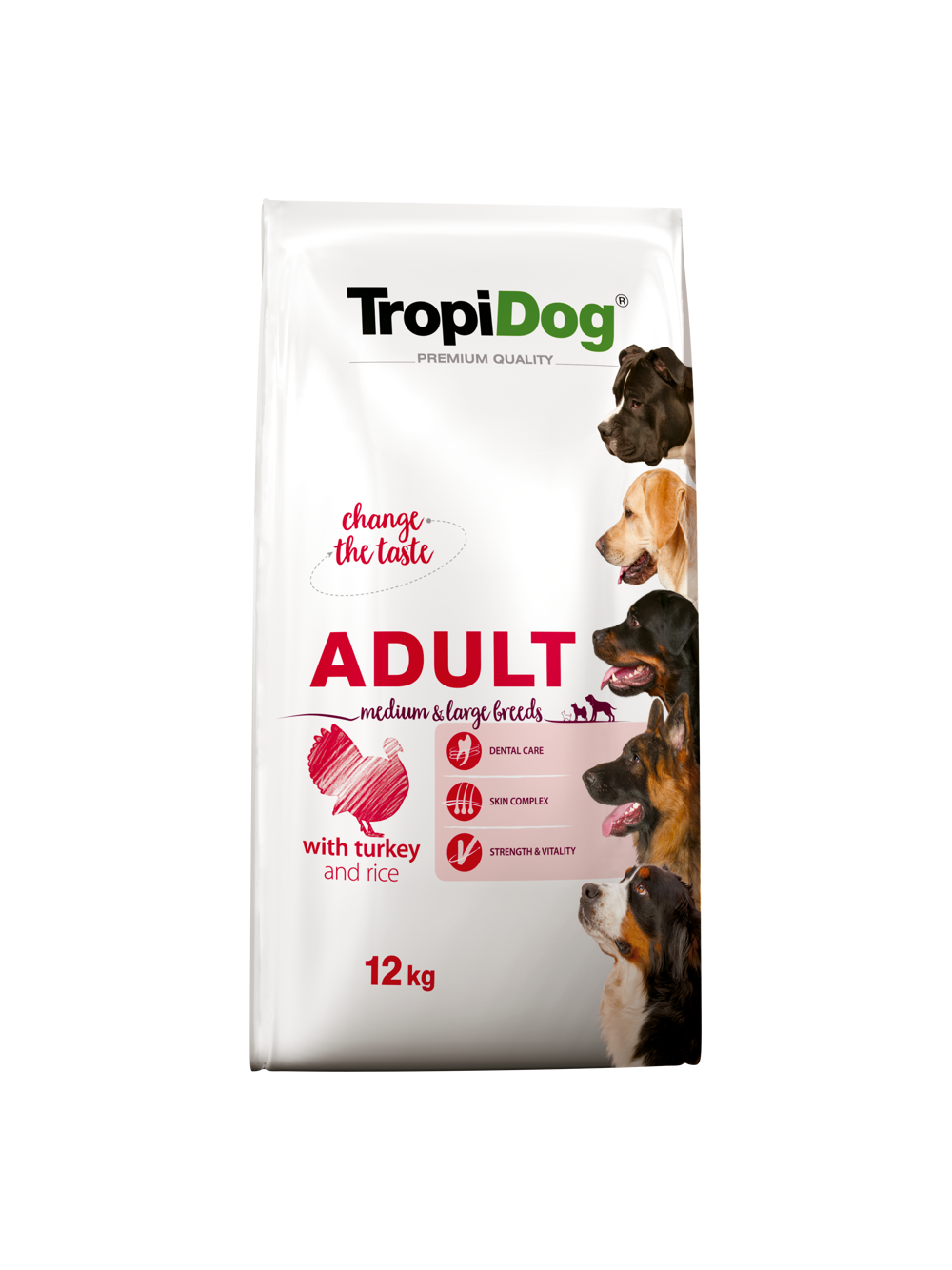 TROPIDOG Premium adult mediu & large breed indyk z ryżem 12kg