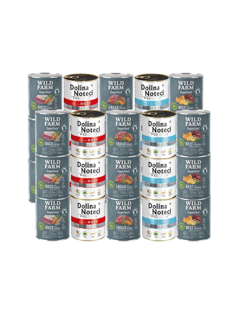 Dolina Noteci PREMIUM + WILD FARM Superfood Mix Smaków 30x800g