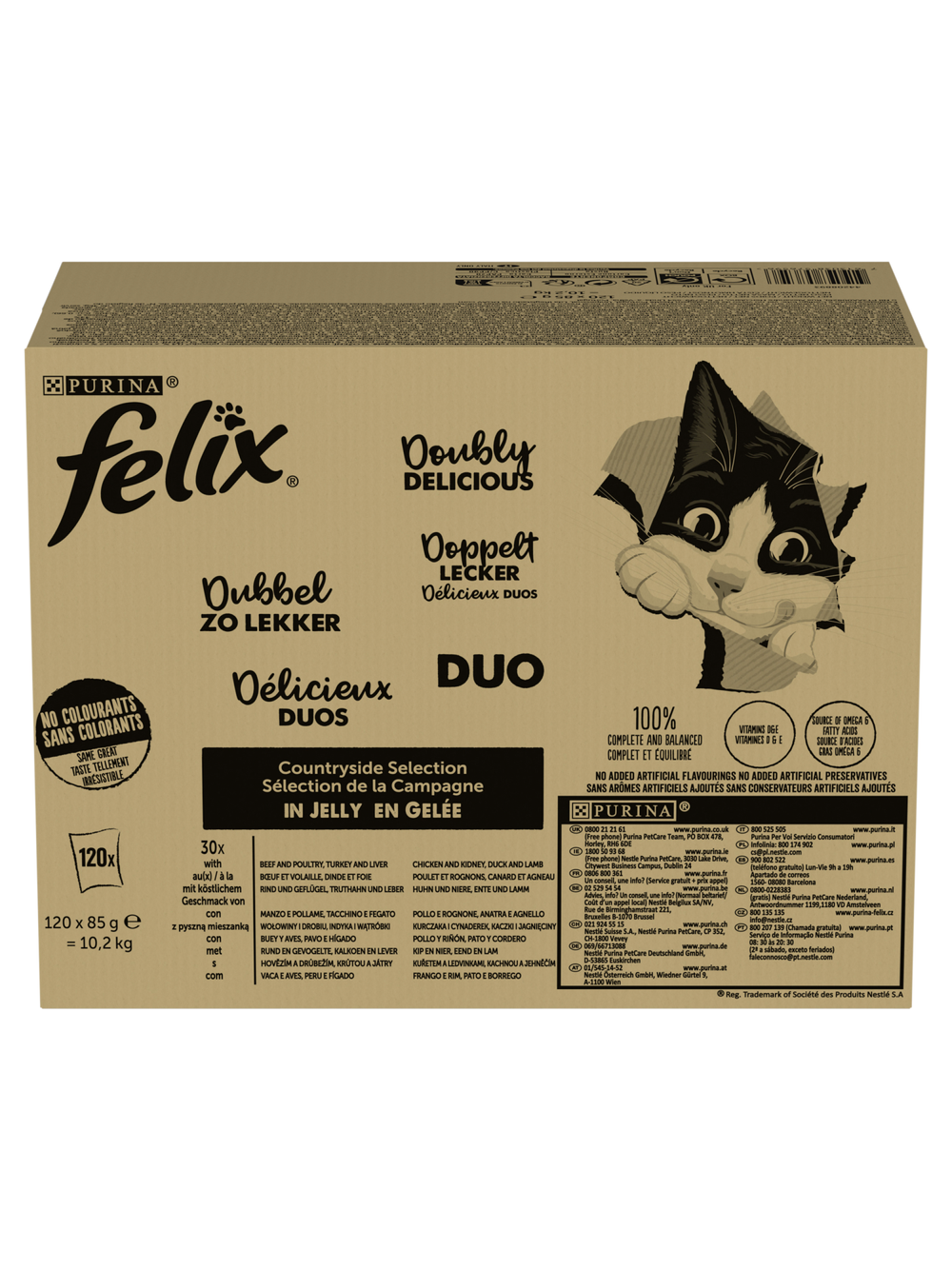 FELIX Countryside Selection Karma dla kotów DUO mix smaków w galaretce 120x85g