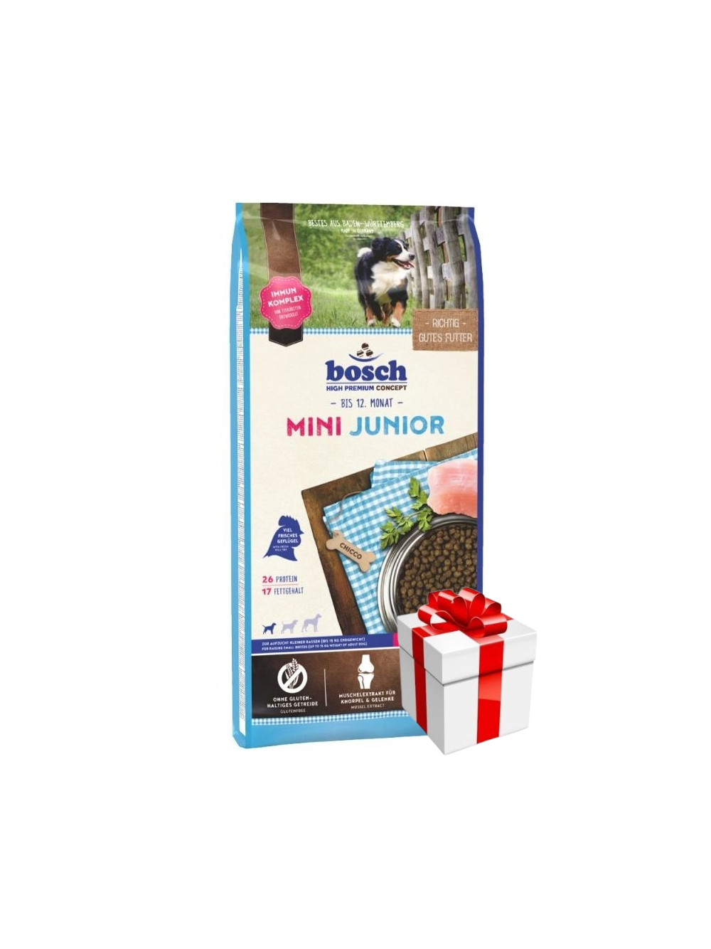 Bosch Junior Mini drób (nowa receptura) 15kg + Niespodzianka dla psa GRATIS