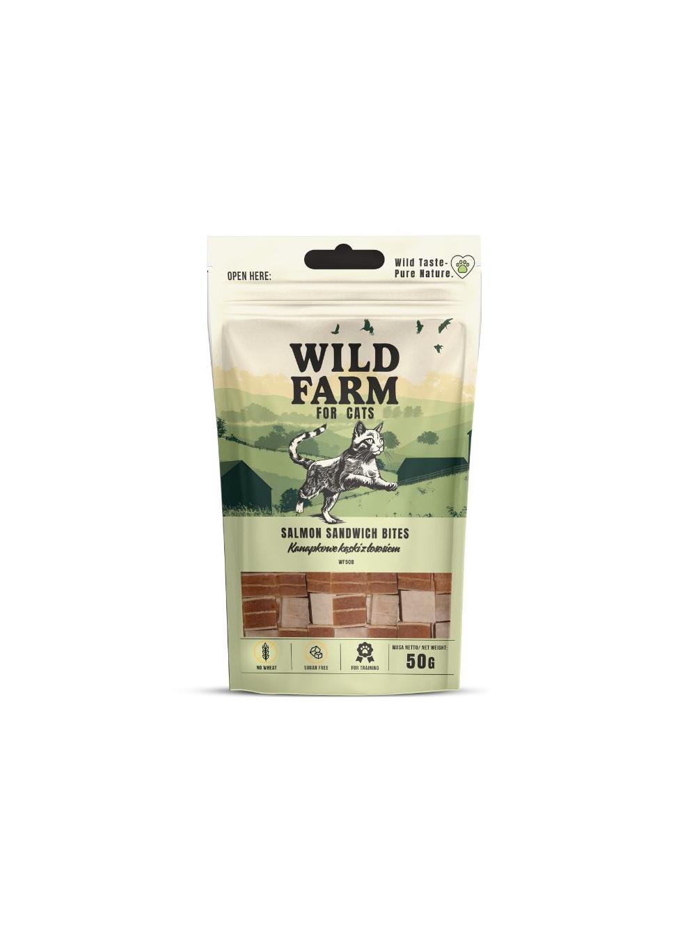 WILD FARM Kanapkowe kąski z łososiem 50g przysmak dla kota