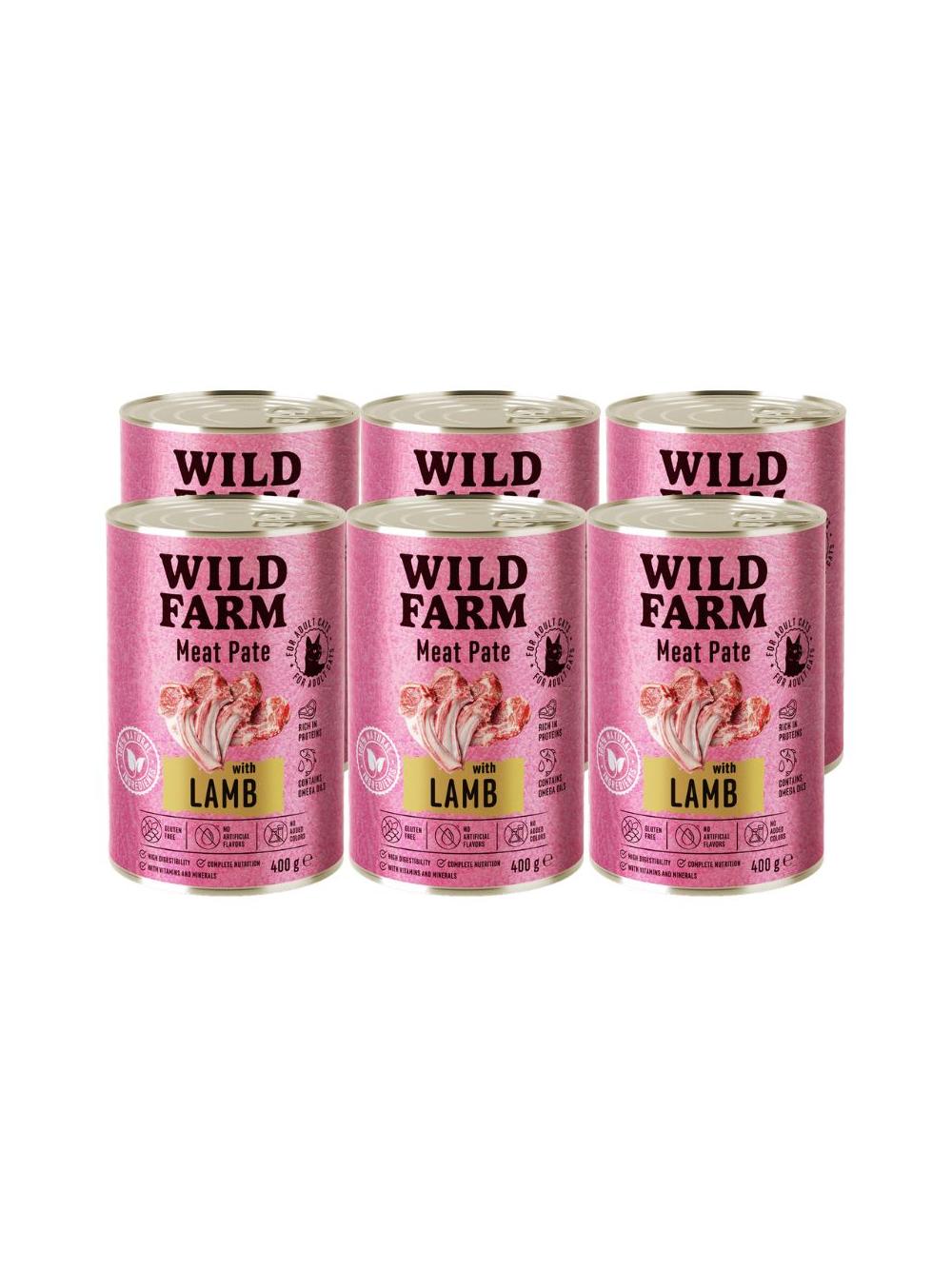 WILD FARM Pate with Lamb 6x400g - bezglutenowa karma dla kota