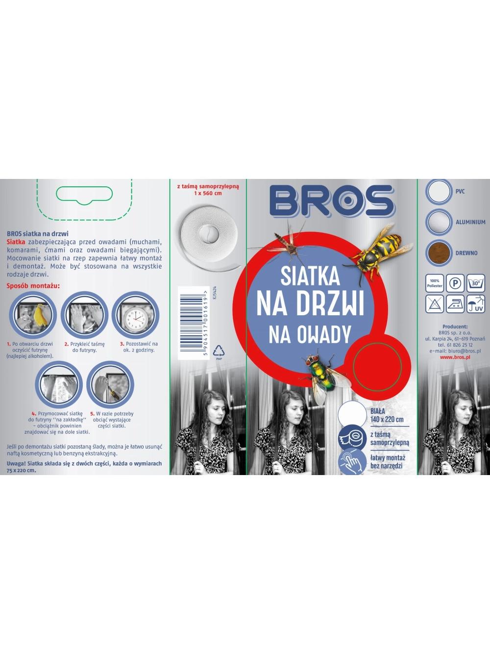 BROS - Siatka na drzwi 140x220 biała