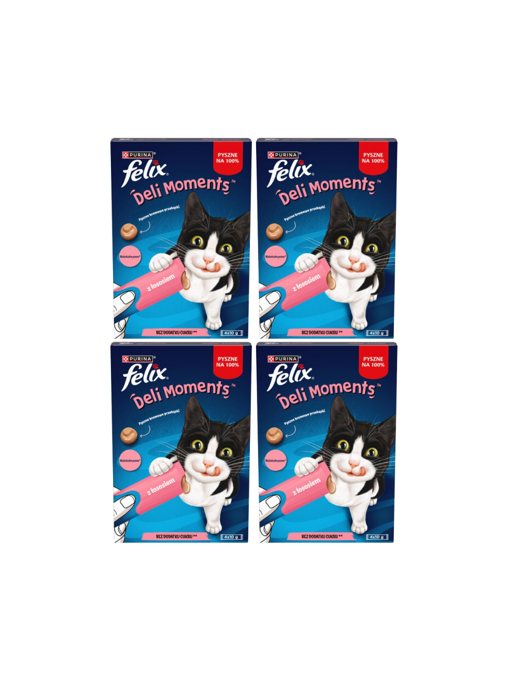 Felix Deli Moments Kremowe przekąski dla kotów z łososiem 4x(4x10g)