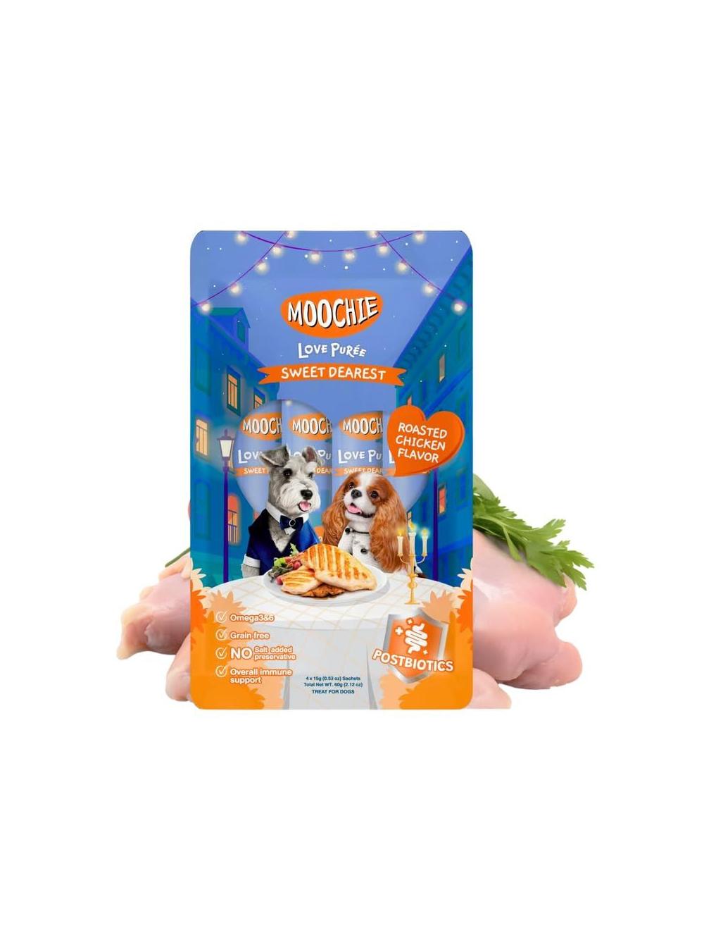 MOOCHIE Love Puree Chicken 4x15g przysmak dla psa o smaku pieczonego kurczaka