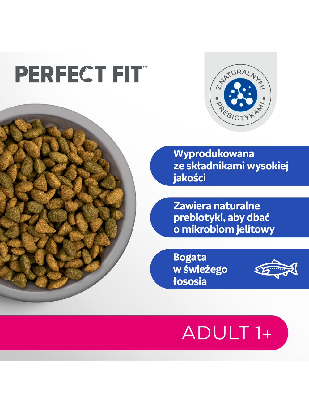 PERFECT FIT (Adult 1+) 4x750g Bogaty w łososia - sucha karma dla kota dorosłego