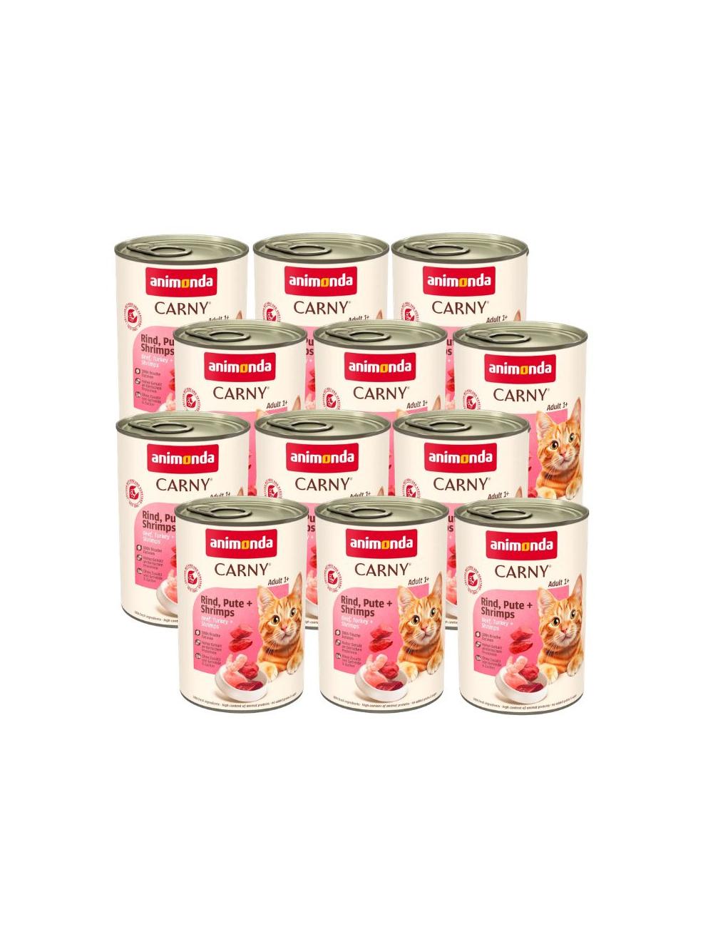 ANIMONDA Cat Carny Adult smak: wołowina, indyk i krewetki 12 x 400g