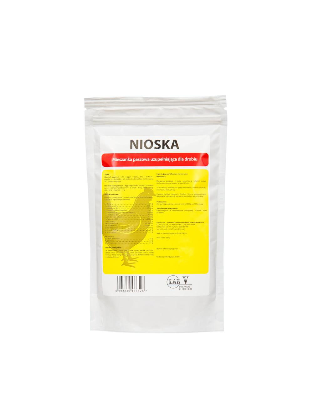 Lab-v Nioska - Mieszanka Paszowa Uzupełniająca Dla Drobiu Na Poprawę Nieśności 0,5kg